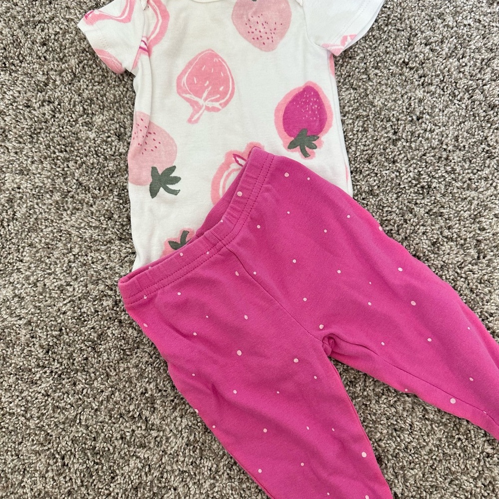 Carter's Pink Strawberry Print Kids Matching Set